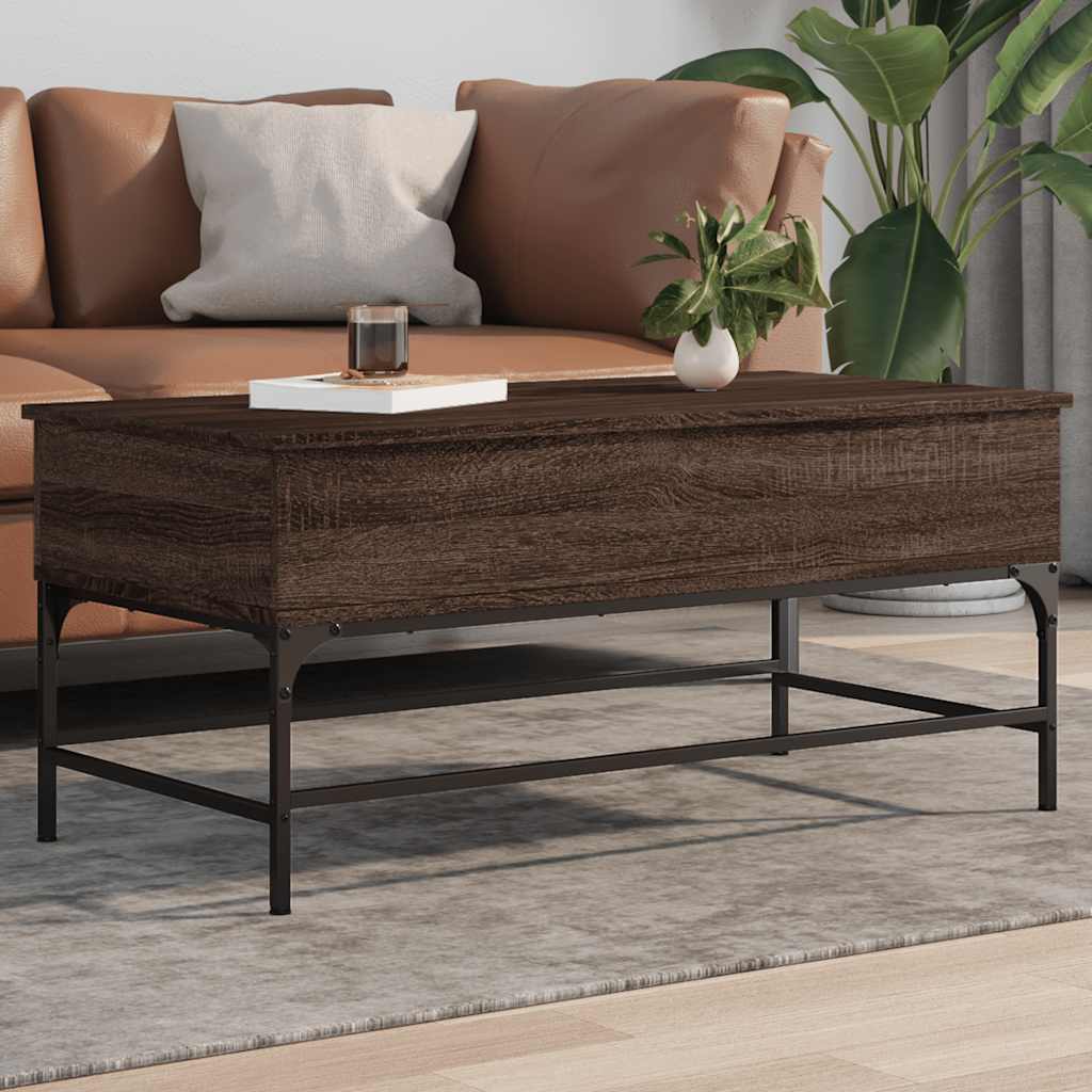 Mesa De Centro Madera Ingeniería Metal 100X50X45Cm