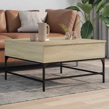 Mesa De Centro Madera Ingeniería Metal 100X50X45Cm
