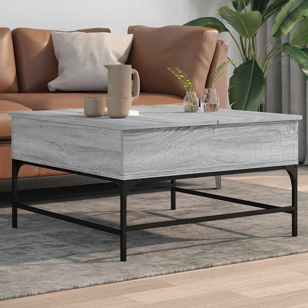 Mesa De Centro Madera Ingeniería Metal 100X50X45Cm