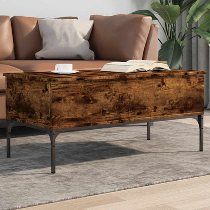 Mesa De Centro Madera Ingeniería Metal 100X50X45Cm
