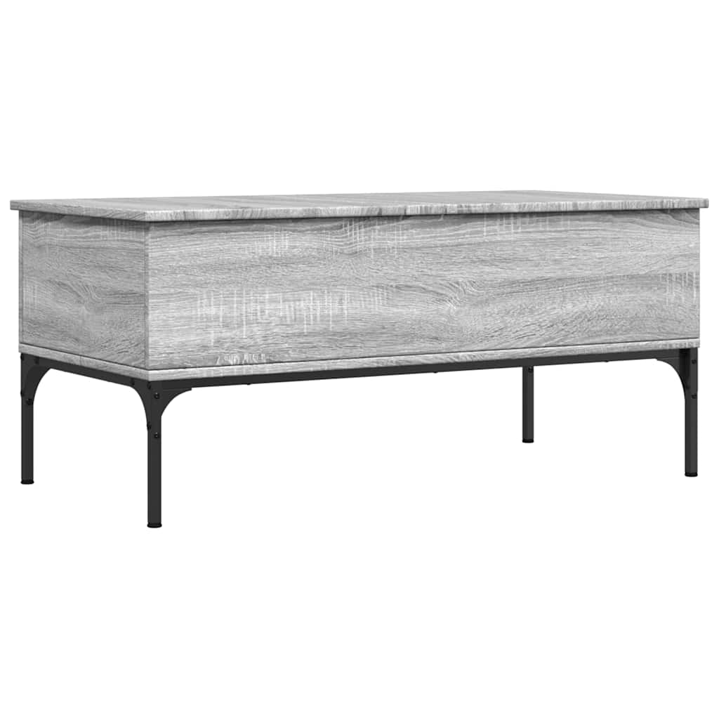 Mesa De Centro Madera Ingeniería Metal 100X50X45Cm
