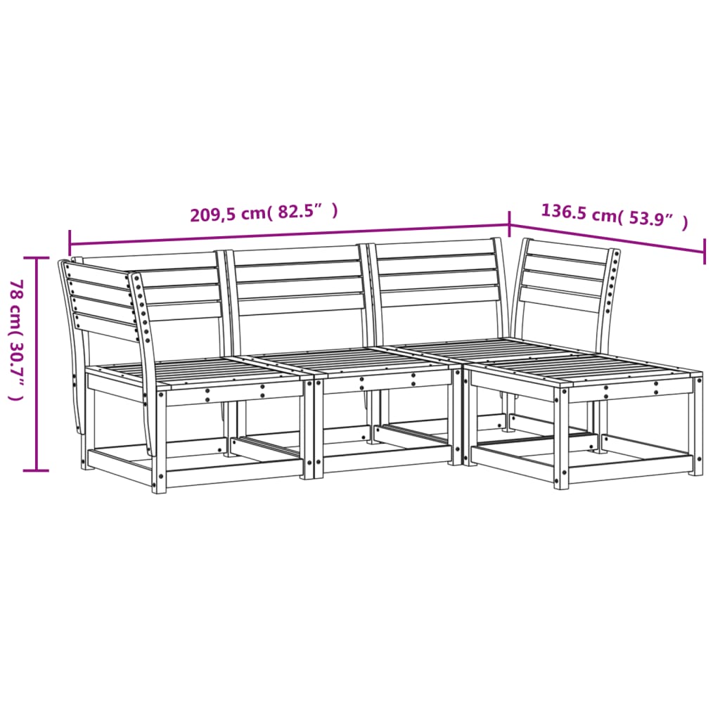 Juego De Muebles De Jardín 4 Piezas Madera Maciza De Pi