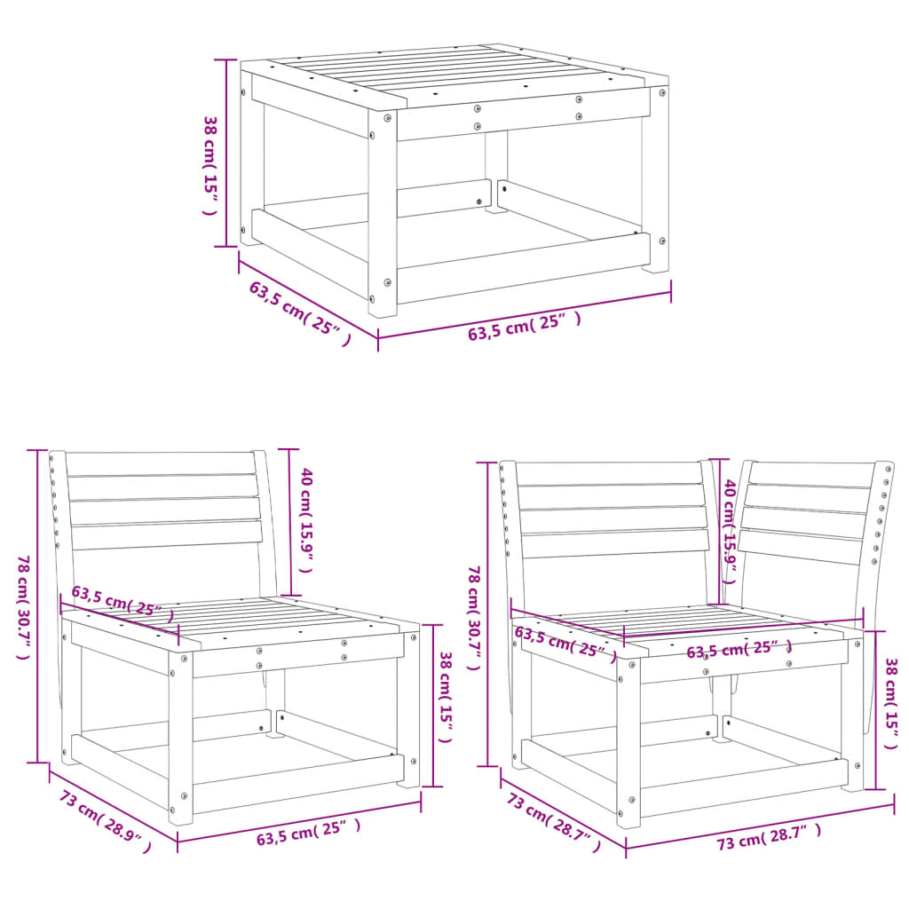 Juego De Muebles De Jardín 4 Piezas Madera Maciza De Pi
