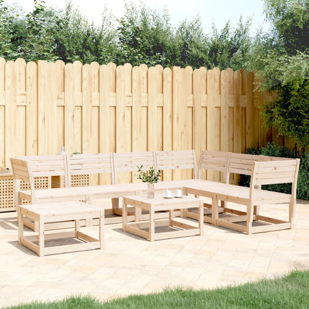 Set Muebles Jardín 7 Pzas Con Cojines Madera Pino