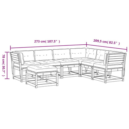 Set Muebles Jardín 7 Pzas Con Cojines Madera Pino