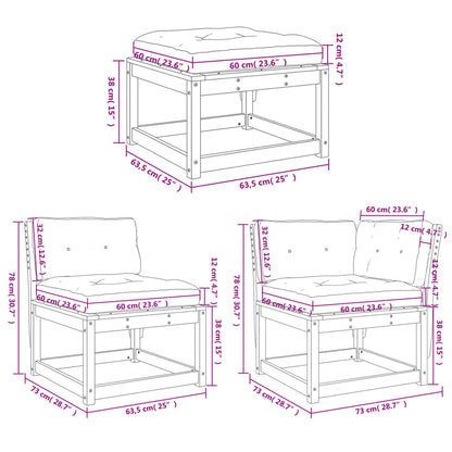 Set Muebles Jardín 7 Pzas Con Cojines Madera Pino