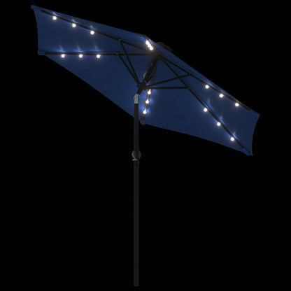 Sombrilla Jardín Con Luces Led Poste Acero Azul 225X225X212 Cm
