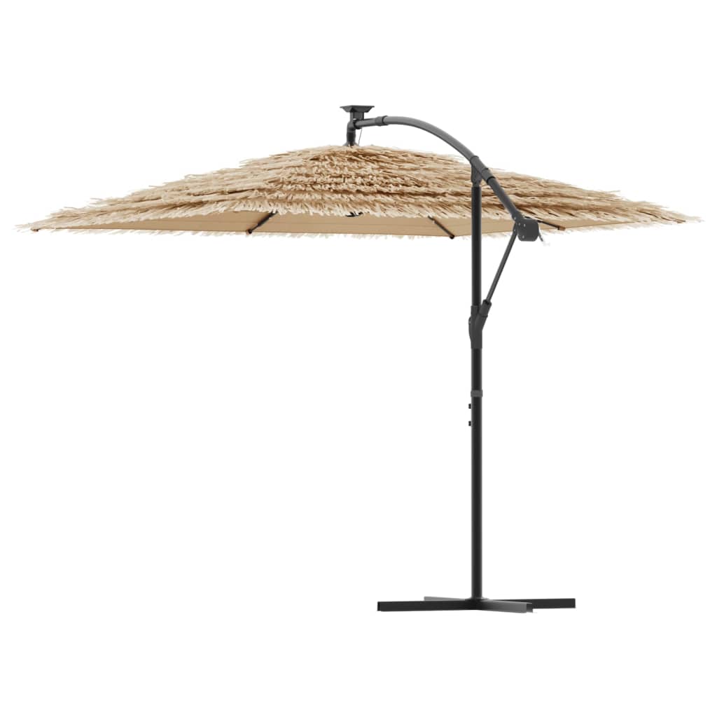 Sombrilla De Jardín Con Leds Poste Acero Marrón
