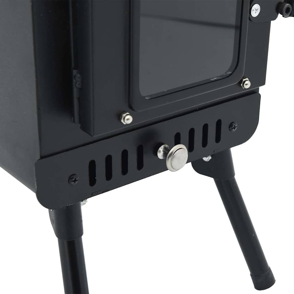 Estufa Leña De Tienda Con Chimenea Patas Plegables Acero Negro