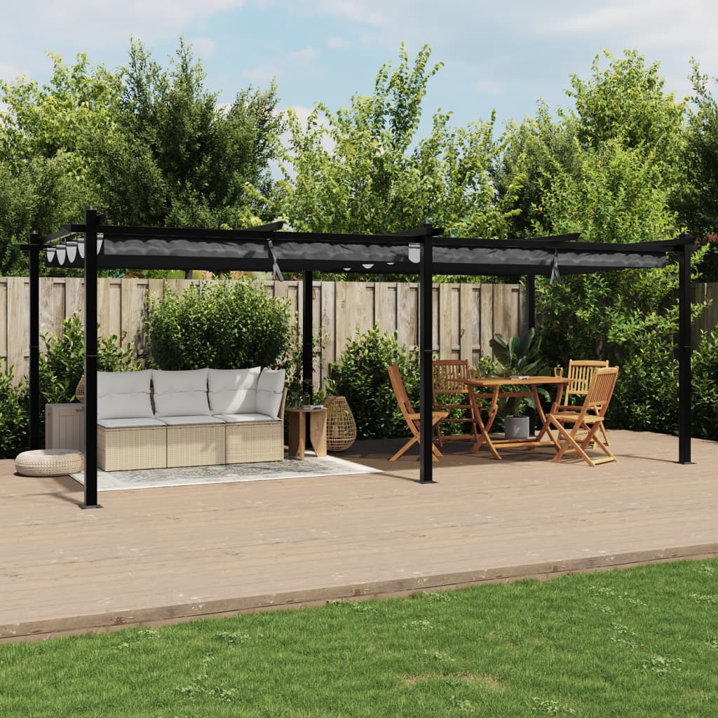 Cenador De Jardín Con Techo Retráctil Aluminio 3X6 M