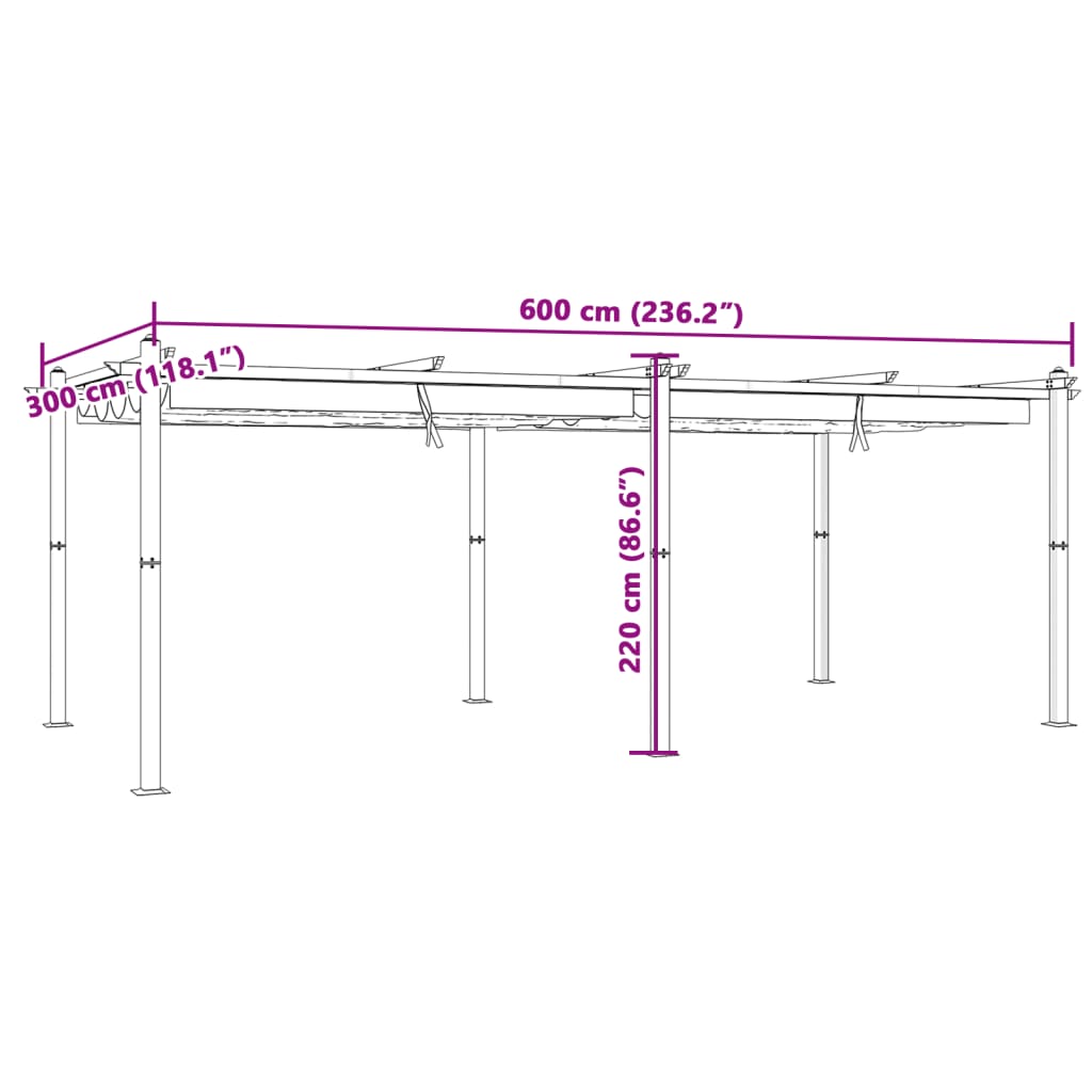 Cenador De Jardín Con Techo Retráctil Aluminio 3X6 M
