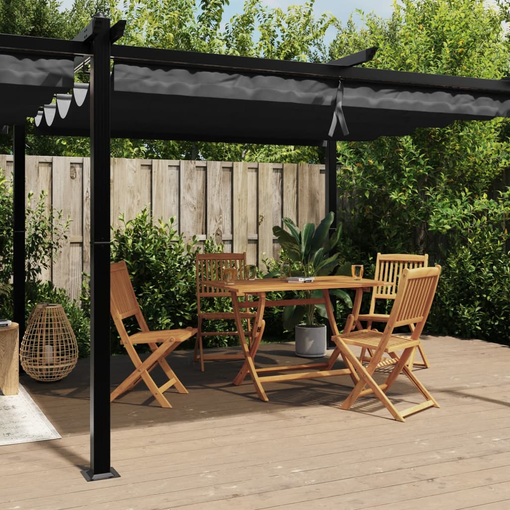 Cenador De Jardín Con Techo Retráctil Aluminio 3X6 M