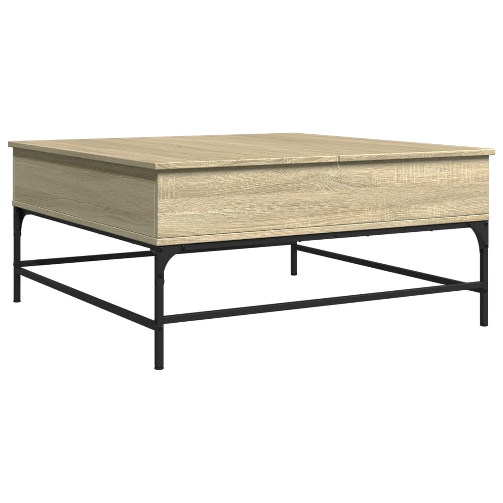 Mesa De Centro Madera Ingeniería Metal 95X95X45 Cm