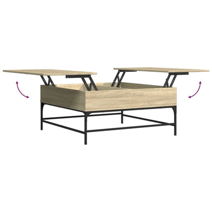 Mesa De Centro Madera Ingeniería Metal 95X95X45 Cm