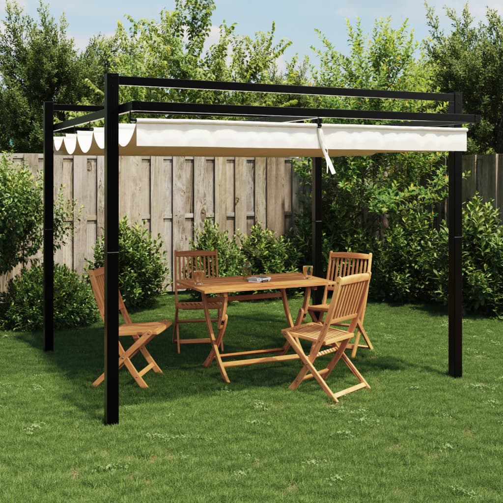 Cenador De Jardín Con Techo Retráctil Aluminio 3X3 M