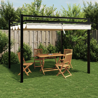 Cenador De Jardín Con Techo Retráctil Aluminio 3X3 M