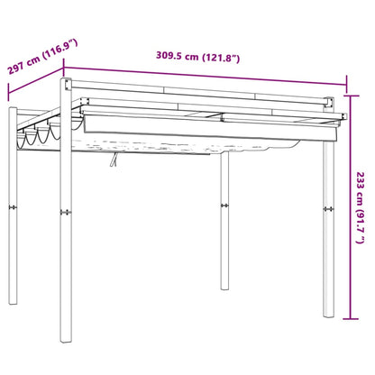 Cenador De Jardín Con Techo Retráctil Aluminio 3X3 M