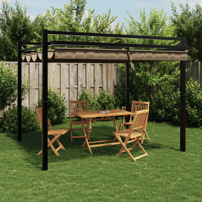 Cenador De Jardín Con Techo Retráctil Aluminio 3X3 M