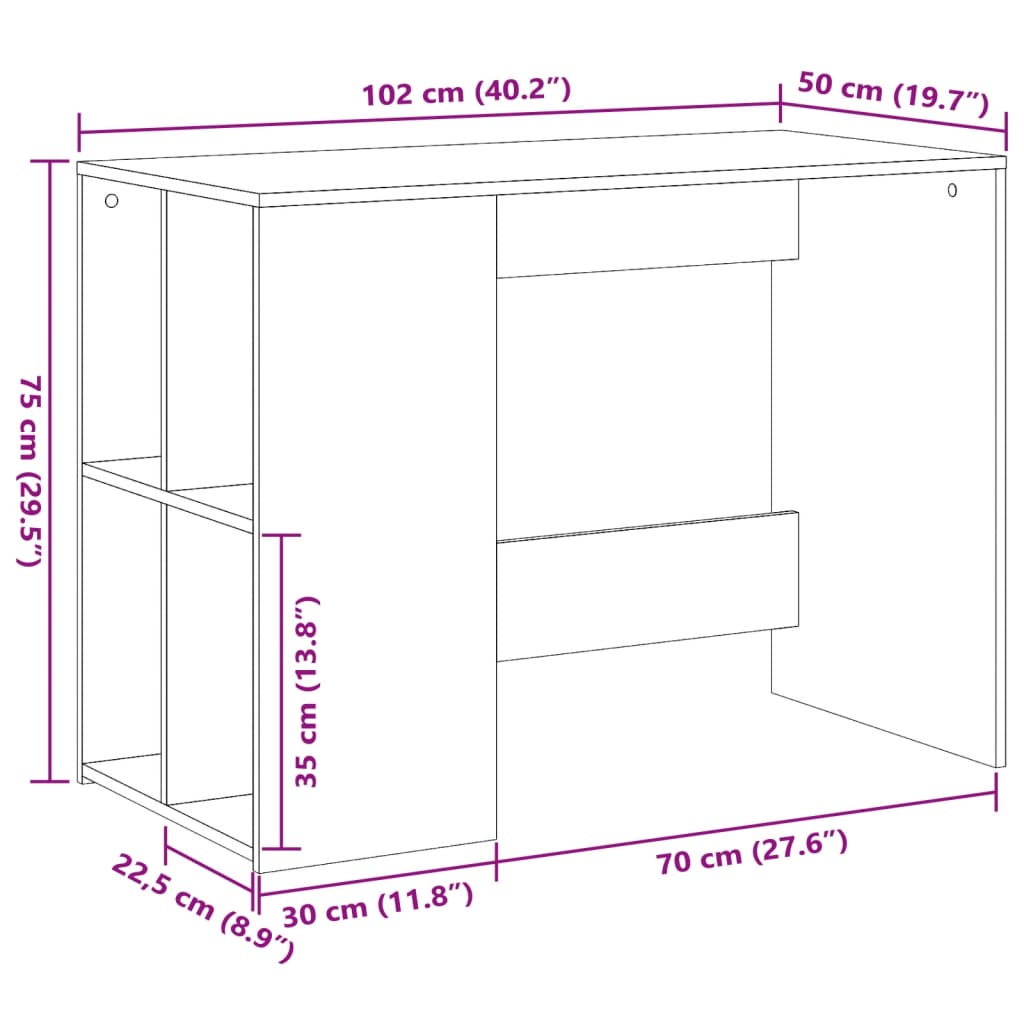 Escritorio De Madera De Ingeniería 102X50X75 Cm