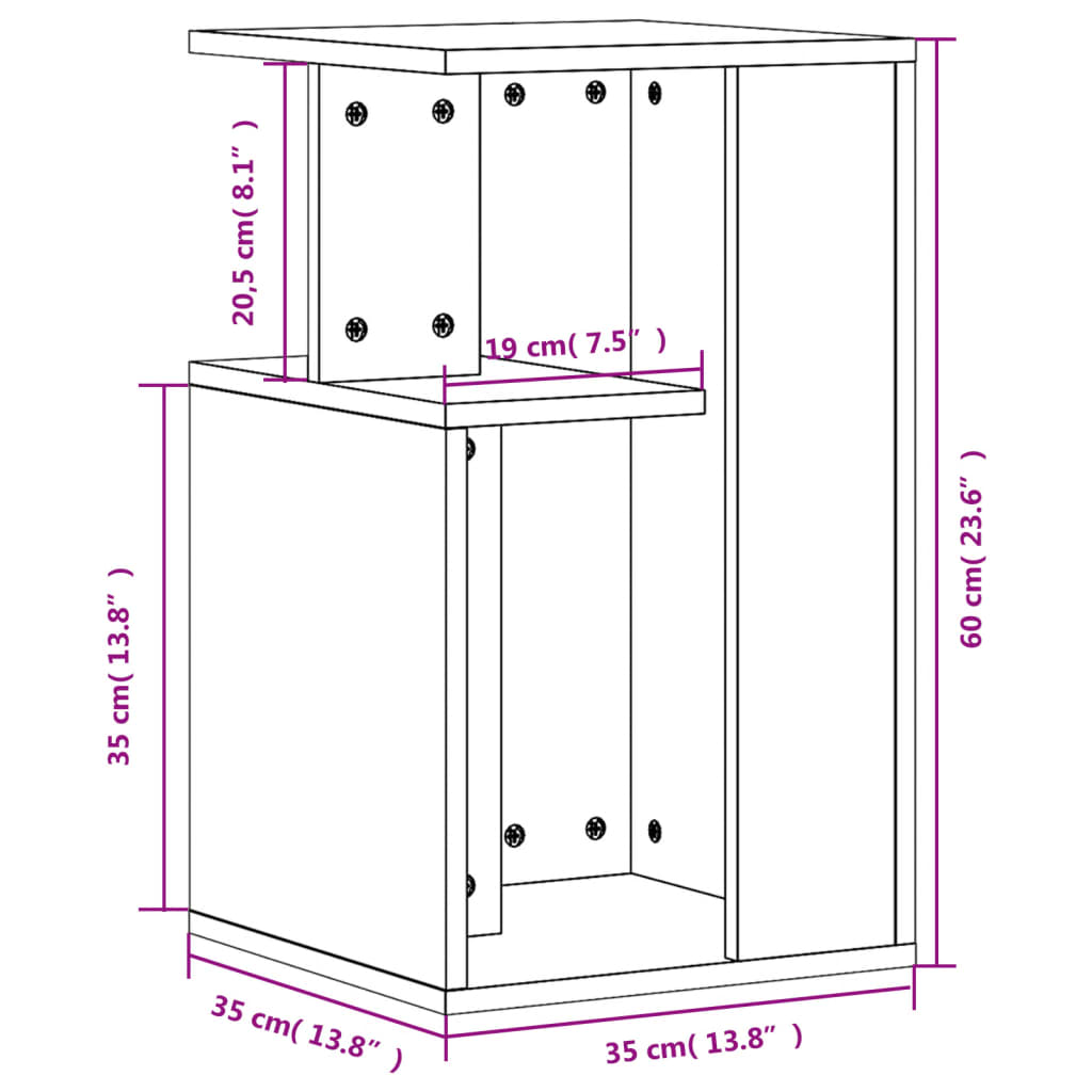 Mesa Auxiliar Madera De Ingeniería 35X35X60 Cm