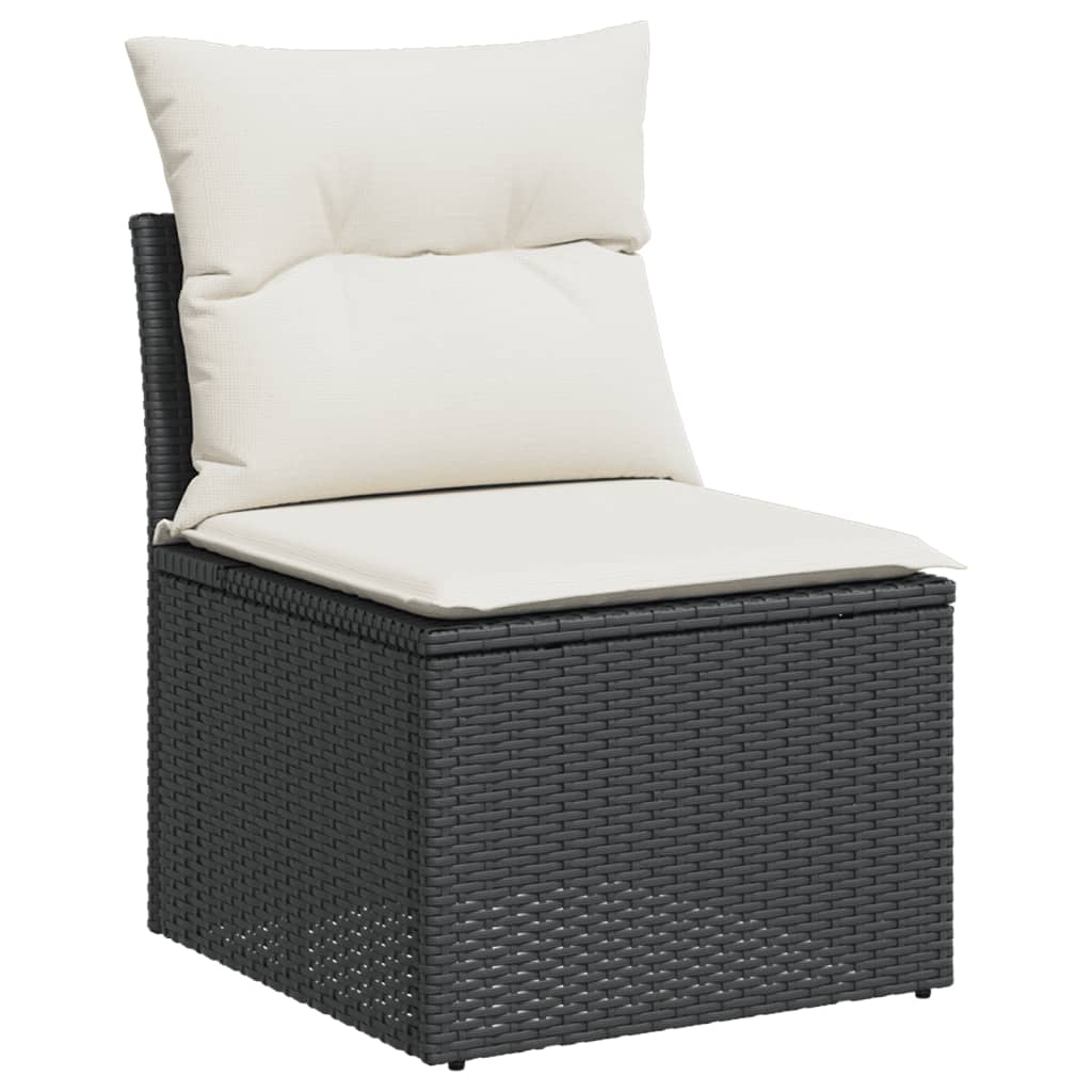 Set De Sofás De Jardín 10 Pzas Cojines Ratán Sintético Negro