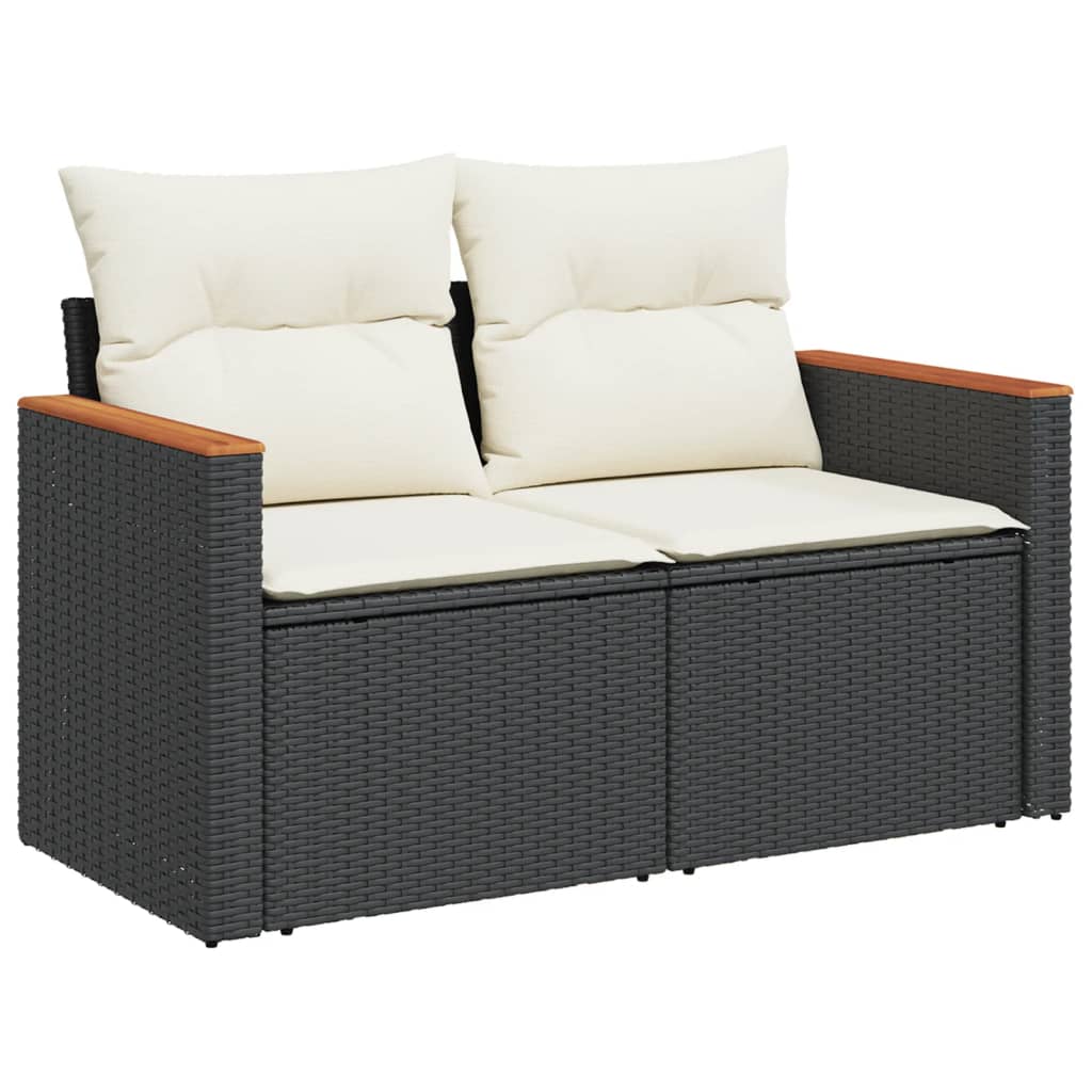 Set De Sofás De Jardín 10 Pzas Cojines Ratán Sintético Negro