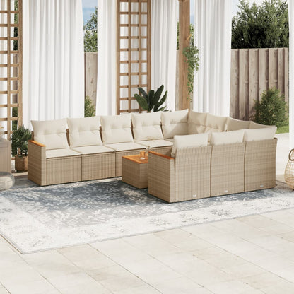 Set De Sofás De Jardín 10 Pzas Cojines Ratán Sintético Negro
