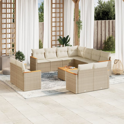 Set De Sofás De Jardín 11Pzas Con Cojines Ratán Sintético