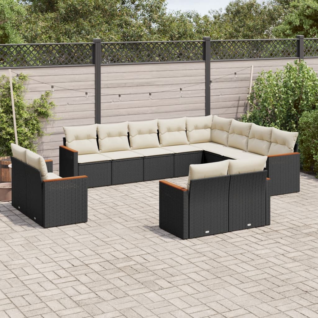 Set De Sofás De Jardín Y Cojines 13 Pzas Ratán Sintético