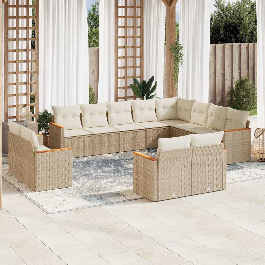 Set De Sofás De Jardín Y Cojines 13 Pzas Ratán Sintético