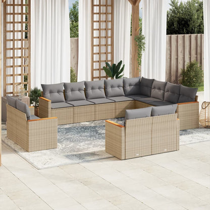 Set De Sofás De Jardín Y Cojines 13 Pzas Ratán Sintético