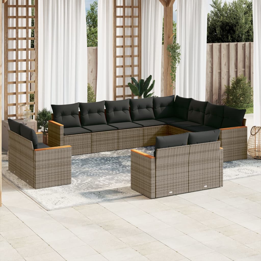 Set De Sofás De Jardín Y Cojines 13 Pzas Ratán Sintético