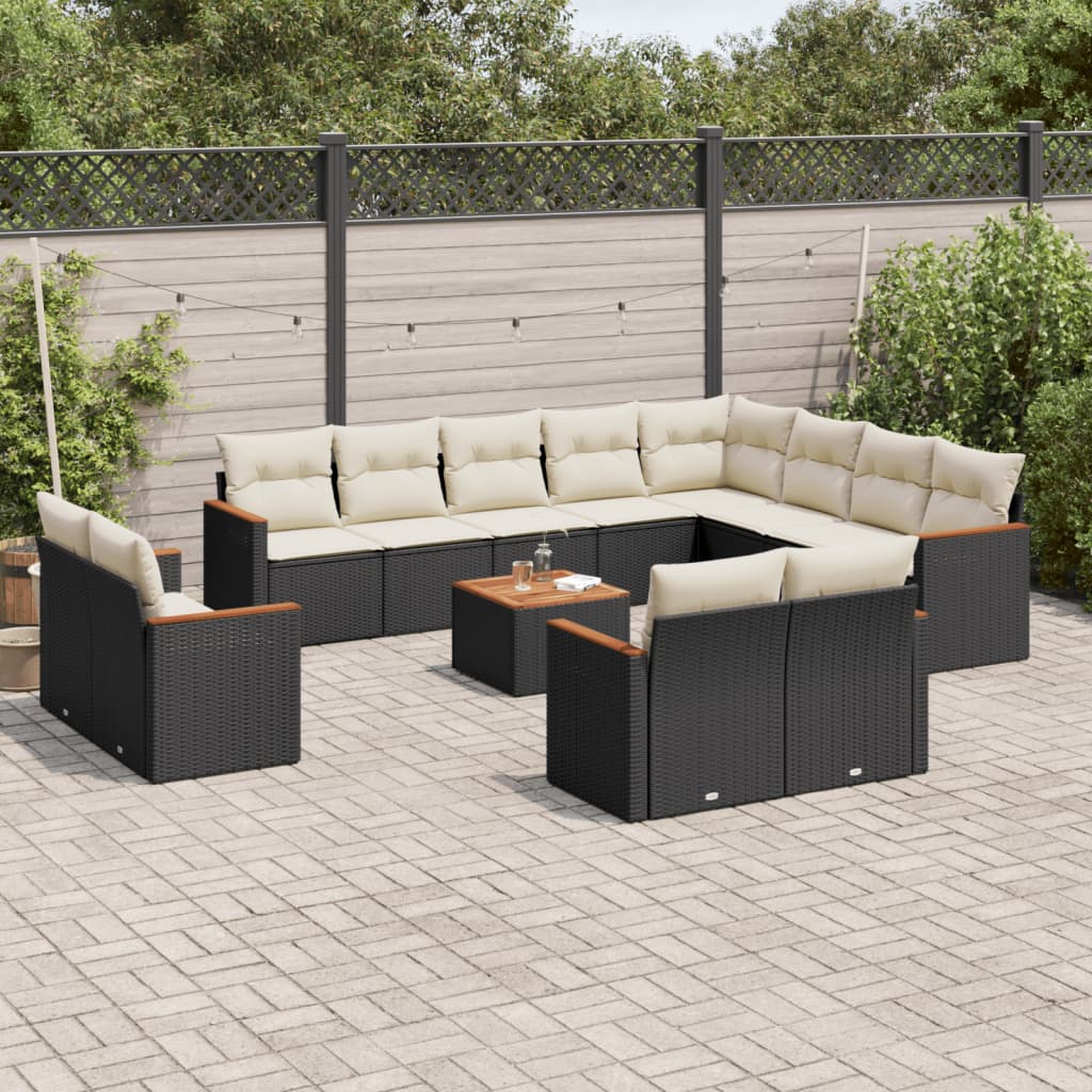 Set De Sofás De Jardín Y Cojines 13 Pzas Ratán Sintético