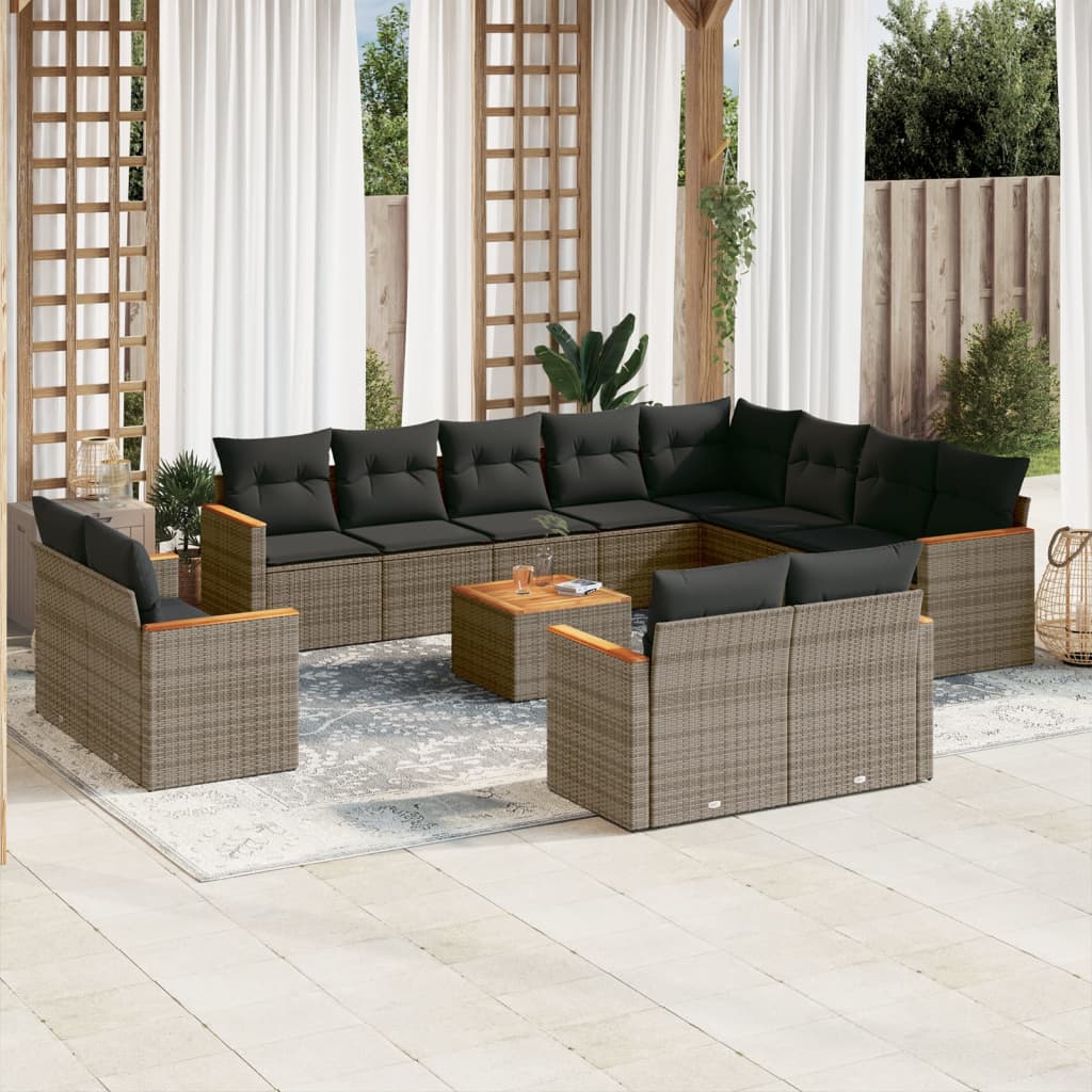Set De Sofás De Jardín Y Cojines 13 Pzas Ratán Sintético