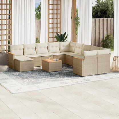 Set De Sofás De Jardín 12 Piezas Cojines Ratán Sintético Negro
