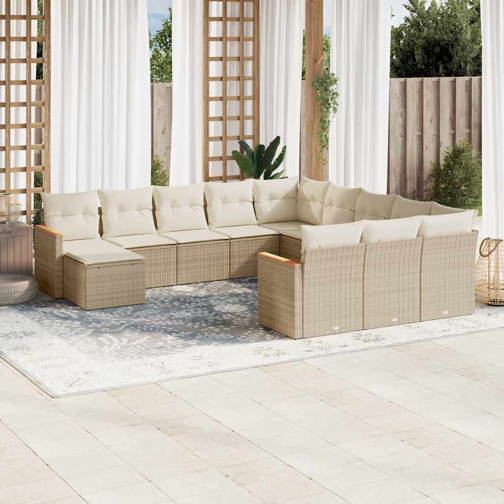 Set De Sofás De Jardín Y Cojines 13 Pzas Ratán Sintético Negro