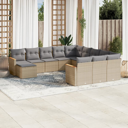 Set De Sofás De Jardín Y Cojines 13 Pzas Ratán Sintético Negro