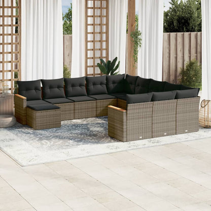 Set De Sofás De Jardín Y Cojines 13 Pzas Ratán Sintético Negro