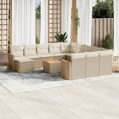 Set De Sofás De Jardín Y Cojines 13 Pzas Ratán Sintético Negro