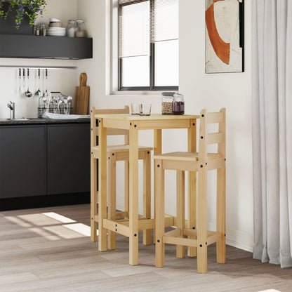 Set De Mesa Alta Y Taburetes De Bar 3 Pzas Madera Maciza Pino