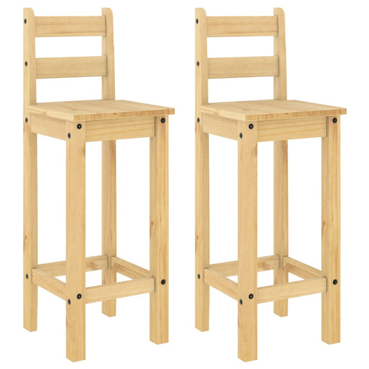 Taburetes Altos 2 Uds Madera Maciza De Pino