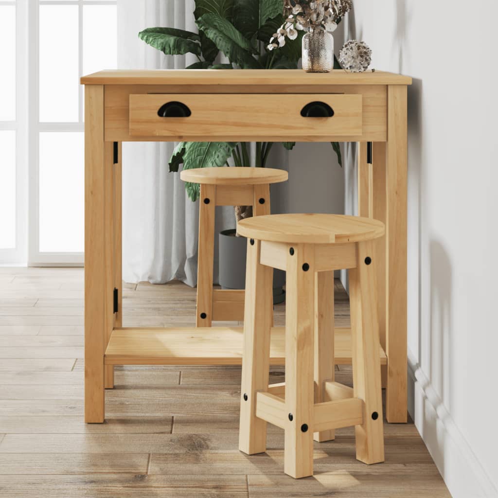 Taburetes Altos De Cocina 2 Uds Madera Maciza De Pino