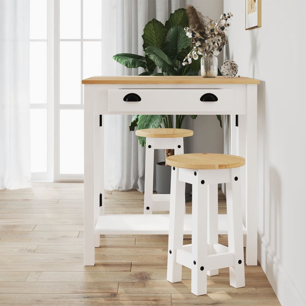 Taburetes Altos De Cocina 2 Uds Madera Maciza De Pino