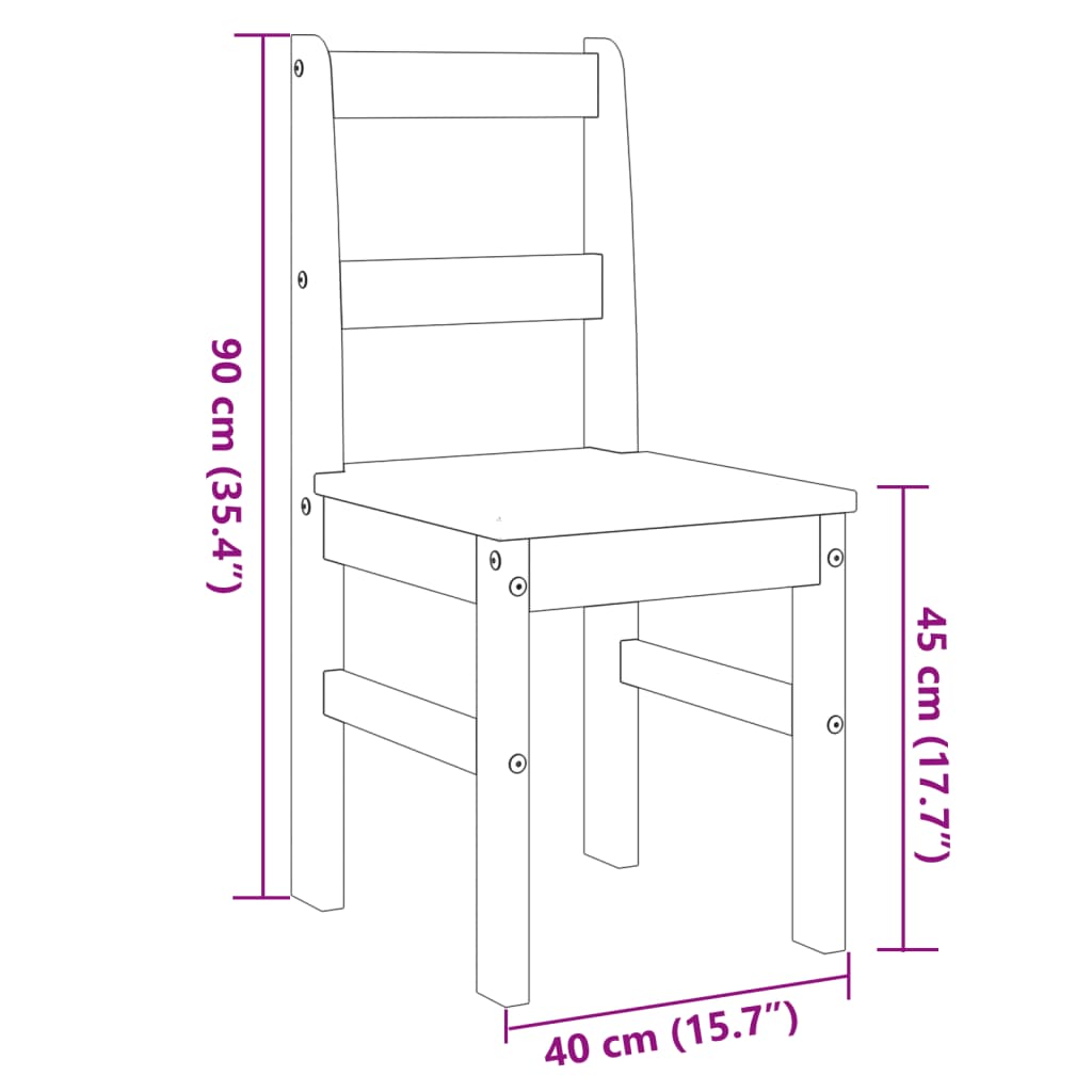 Sillas De Comedor Panama 2 Uds Madera Pino 40X46X90 Cm