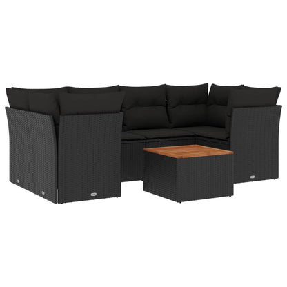 Set De Comedor De Jardín 7 Pzas Y Cojines Ratán Sintético