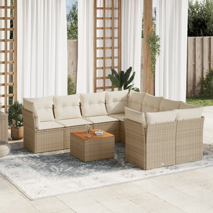 Set De Sofás De Jardín 9 Pzas Con Cojines Ratán Sintético