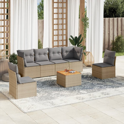 Set Sofás De Jardín 7 Piezas Y Cojines Ratán Sintético