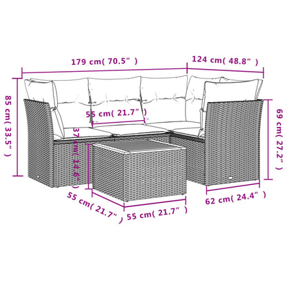 Set De Muebles De Jardín 5 Pzas Y Cojines Ratán Sintético