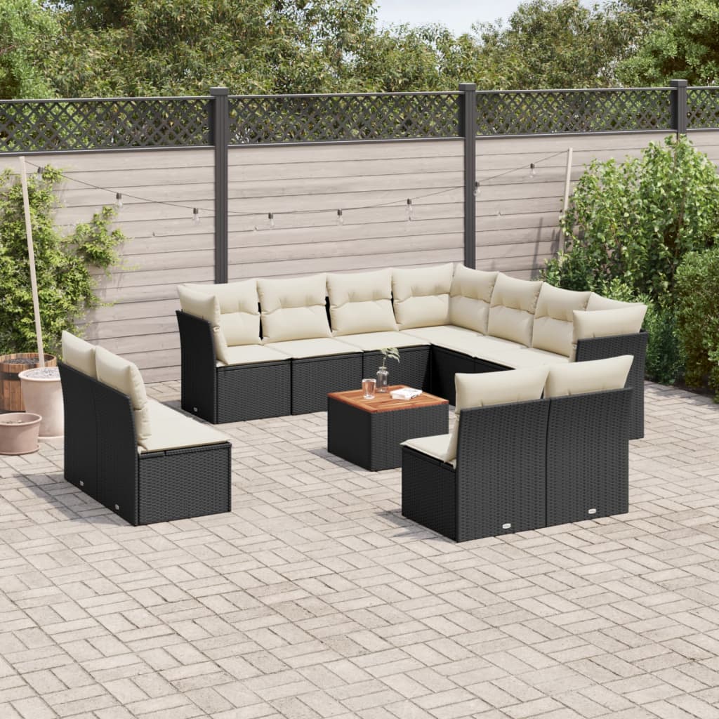 Set De Sofás De Jardín 12 Pzas Y Cojines Ratán Sintético Marrón