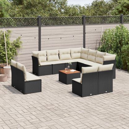 Set De Sofás De Jardín 12 Pzas Y Cojines Ratán Sintético Marrón